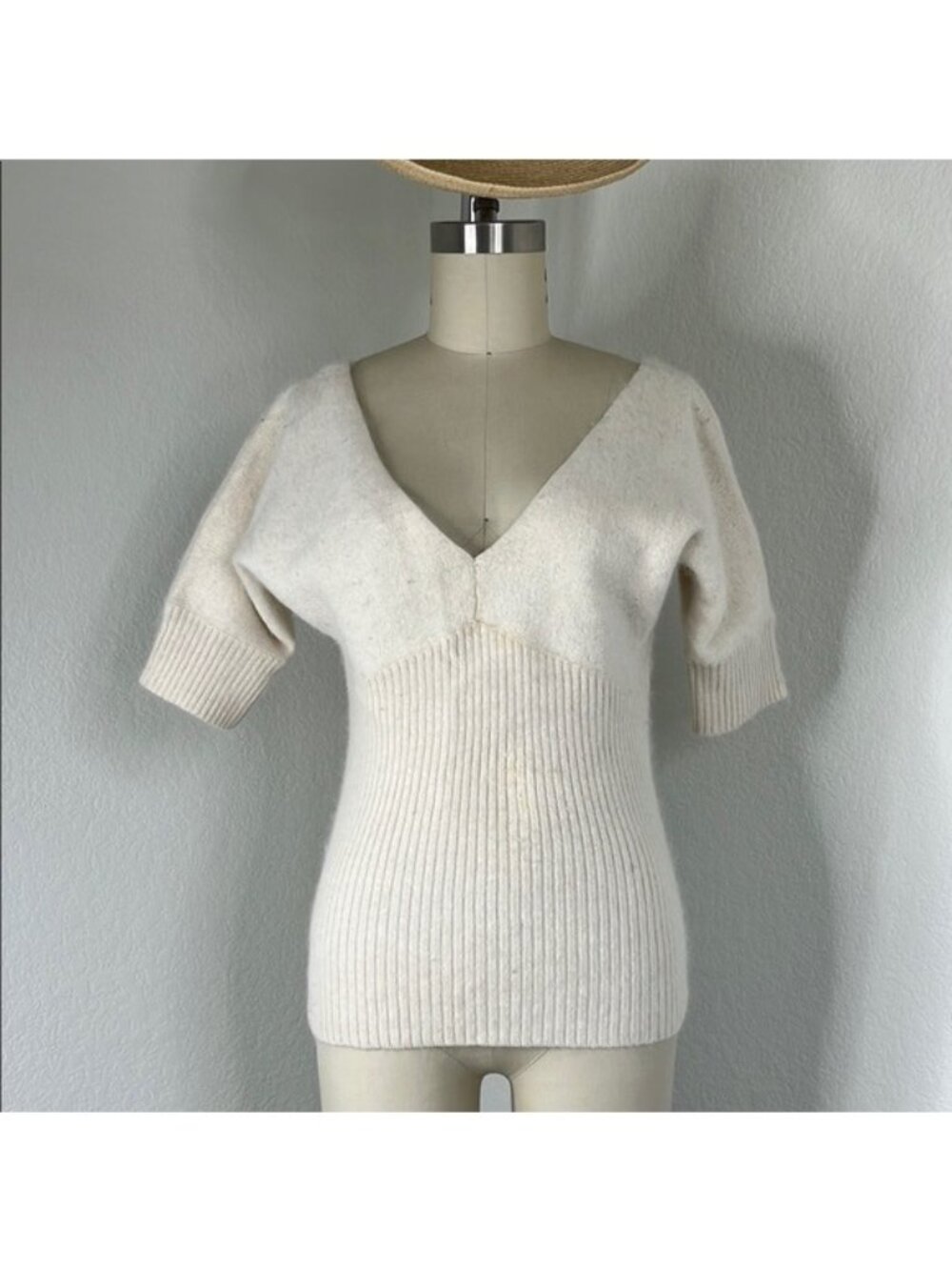 A/X Armani Exchange Angora V Neck Sweater Batwing Dolman Ribbed VTG